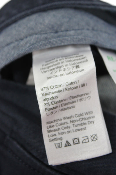 J Crew Mens Chino Pants Dark Blue Button 97% Cotton Size 36