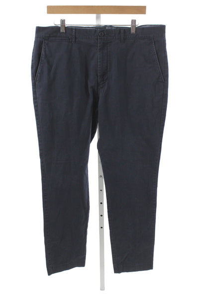 J Crew Mens Chino Pants Dark Blue Button 97% Cotton Size 36