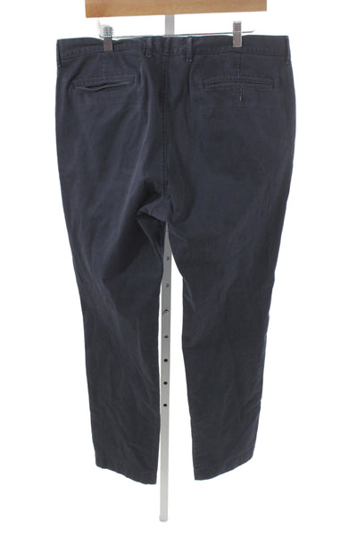 J Crew Mens Chino Pants Dark Blue Button 97% Cotton Size 36