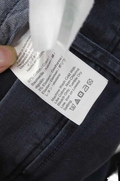 J Crew Mens Chino Pants Dark Blue Button 97% Cotton Size 36