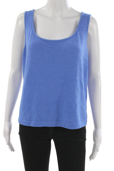 St. John Womens Basic Blue Wool Rayon Tank Sleeveless Round Neck Size XL
