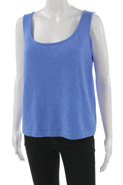 St. John Womens Basic Blue Wool Rayon Tank Sleeveless Round Neck Size XL
