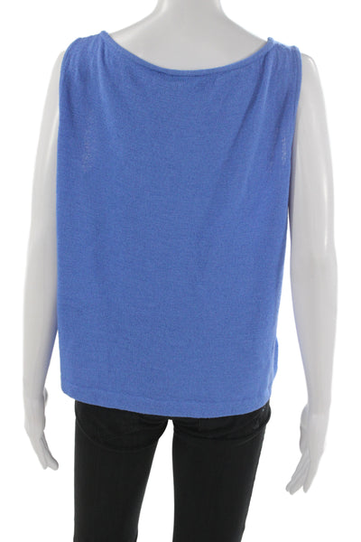 St. John Womens Basic Blue Wool Rayon Tank Sleeveless Round Neck Size XL