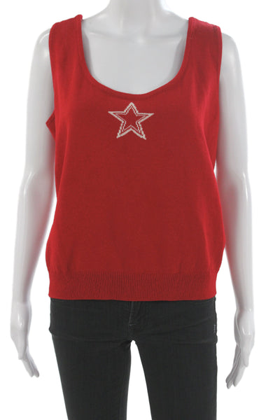 St. John Collection By Marie Gray Womens Sleeveless Red Cotton Tank Size L