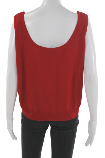 St. John Collection By Marie Gray Womens Sleeveless Red Cotton Tank Size L