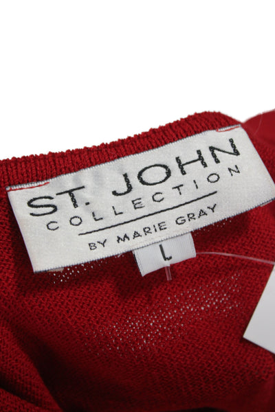 St. John Collection By Marie Gray Womens Sleeveless Red Cotton Tank Size L
