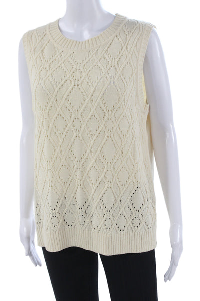St. John Sport Unisex Beige Sweater Vest Wool Blend Sleeveless Crew Neck Size L