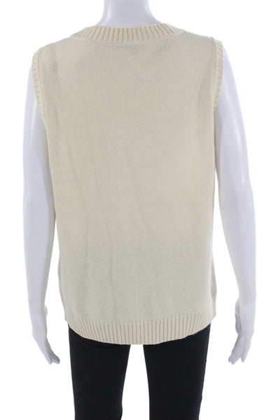St. John Sport Unisex Beige Sweater Vest Wool Blend Sleeveless Crew Neck Size L