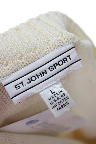 St. John Sport Unisex Beige Sweater Vest Wool Blend Sleeveless Crew Neck Size L