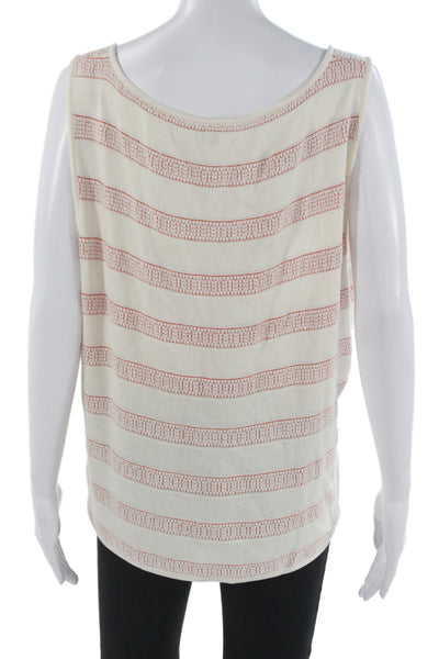 St. John Sport Womens Striped Basic Sleeveless Tank Beige Rayon Wool Size XL