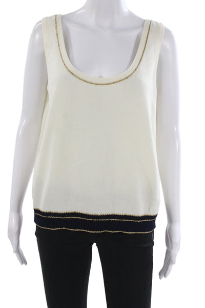St. John Evening By Marie Gray Women Tank White Round Neck Size M