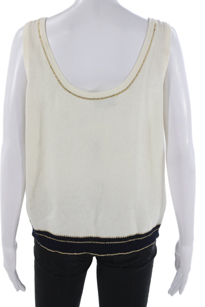 St. John Evening By Marie Gray Women Tank White Round Neck Size M