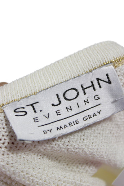 St. John Evening By Marie Gray Women Tank White Round Neck Size M