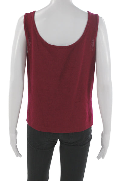 St. John Women Basic Red Square Neck Sleeveless Tank Cotton Polyester Size L
