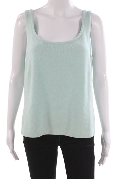 St. John Womens Light Blue Sleeveless Square Neck Tank Cotton Size L