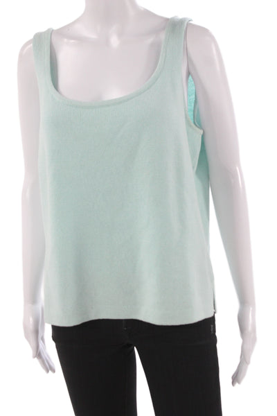 St. John Womens Light Blue Sleeveless Square Neck Tank Cotton Size L