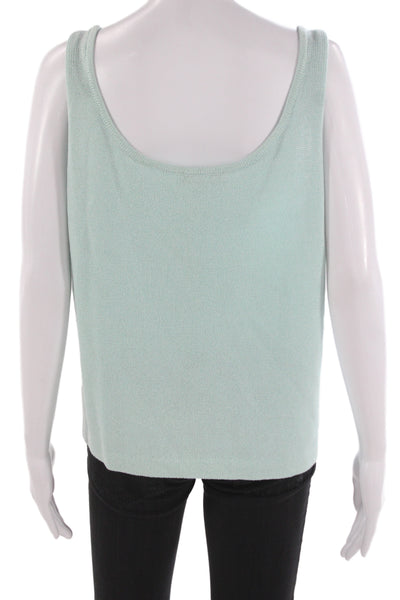 St. John Womens Light Blue Sleeveless Square Neck Tank Cotton Size L