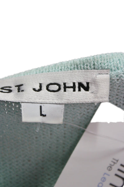 St. John Womens Light Blue Sleeveless Square Neck Tank Cotton Size L