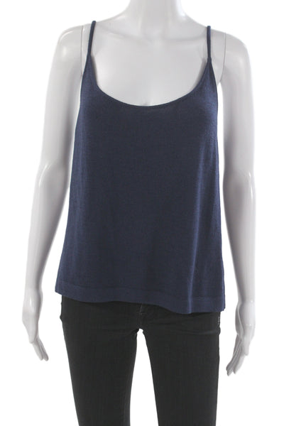 St. John Womens Basic Camisole Dark Blue Cotton Polyester Round Neck Size XL