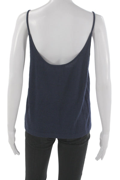 St. John Womens Basic Camisole Dark Blue Cotton Polyester Round Neck Size XL