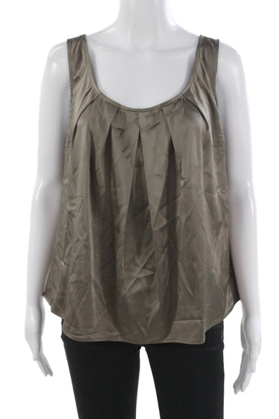 St. John Women Basic Sleeveless Tank Brown Rayon Wool Blend Round Neck Size L