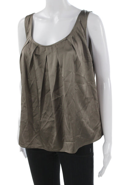 St. John Women Basic Sleeveless Tank Brown Rayon Wool Blend Round Neck Size L