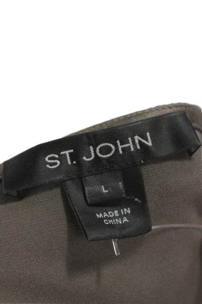 St. John Women Basic Sleeveless Tank Brown Rayon Wool Blend Round Neck Size L