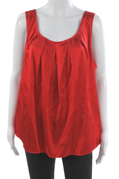 St. John Womens Red Silk Sleeveless Tank Round Neck Classic Size XL