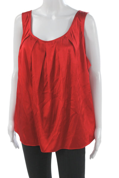 St. John Womens Red Silk Sleeveless Tank Round Neck Classic Size XL
