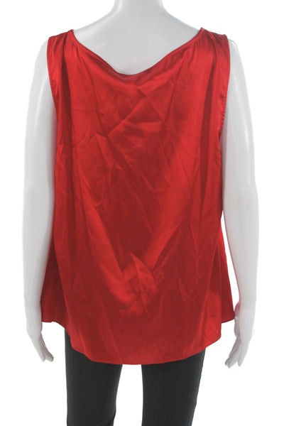 St. John Womens Red Silk Sleeveless Tank Round Neck Classic Size XL