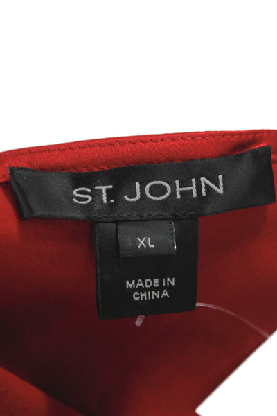 St. John Womens Red Silk Sleeveless Tank Round Neck Classic Size XL