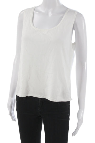St. John Sport Womens Basic Cotton Sleeveless Tank White Round Neck Size M