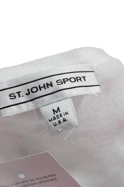 St. John Sport Womens Basic Cotton Sleeveless Tank White Round Neck Size M