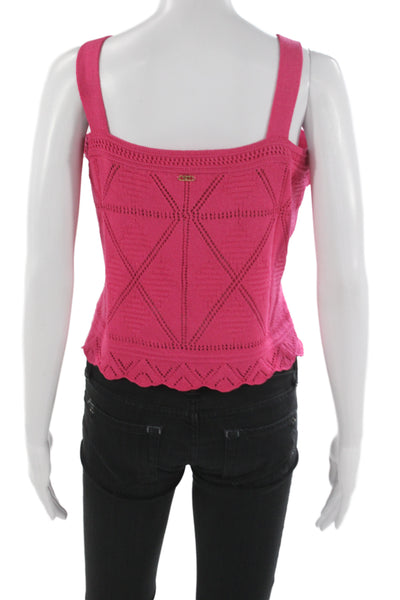 St. John Sport Marie Gray Women Cropped Tank Pink Square Neck Cotton Size XL