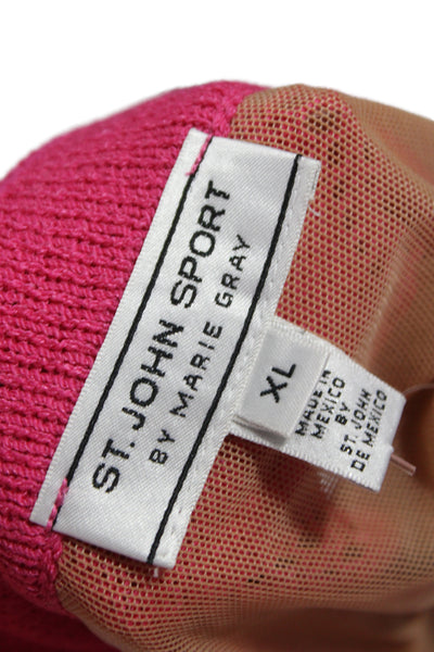St. John Sport Marie Gray Women Cropped Tank Pink Square Neck Cotton Size XL