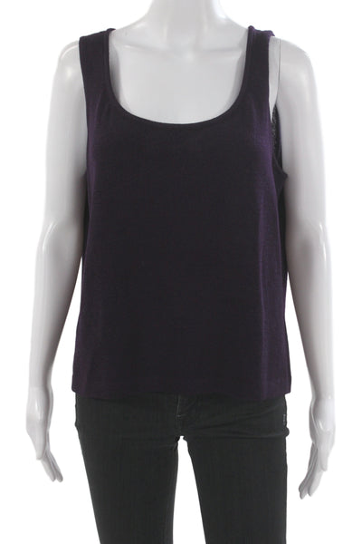 St. John Womens Purple Cotton Sleeveless Basic Tank Round Neck Size L