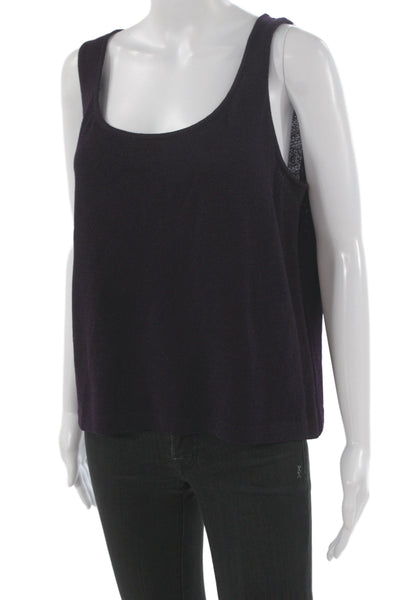 St. John Womens Purple Cotton Sleeveless Basic Tank Round Neck Size L