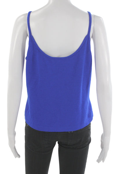 St. John Women Blue Cotton Polyester V-Neck Sleeveless Camisole Size L