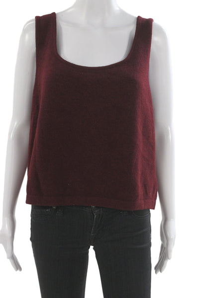 St. John Women Basic Sleeveless Tank Red Cotton Polyester Round Neck Size XL