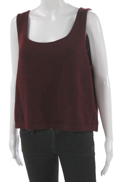St. John Women Basic Sleeveless Tank Red Cotton Polyester Round Neck Size XL