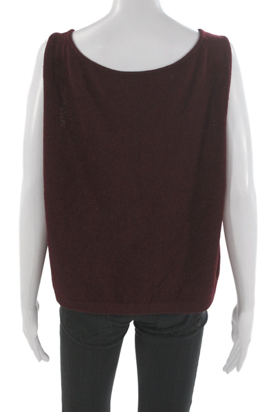 St. John Women Basic Sleeveless Tank Red Cotton Polyester Round Neck Size XL