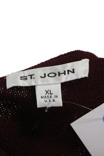 St. John Women Basic Sleeveless Tank Red Cotton Polyester Round Neck Size XL
