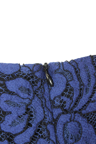 St. John Women Sleeveless Floral Blouse Blue Round Neck Size 14