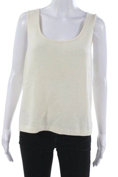 St. John Caviar Women Basic Sleeveless Tank Beige Wool Rayon Size L