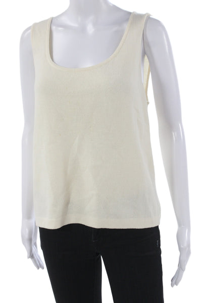 St. John Caviar Women Basic Sleeveless Tank Beige Wool Rayon Size L