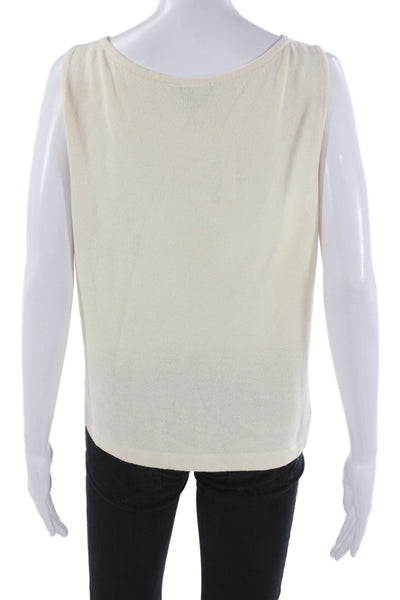 St. John Caviar Women Basic Sleeveless Tank Beige Wool Rayon Size L