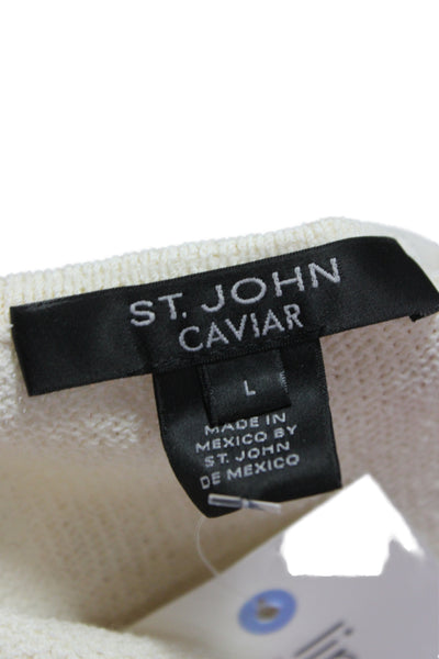 St. John Caviar Women Basic Sleeveless Tank Beige Wool Rayon Size L