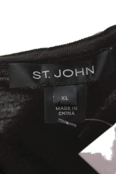 St. John Women Basic Black Sleeveless Tank Cotton Polyester Round Neck Size XL