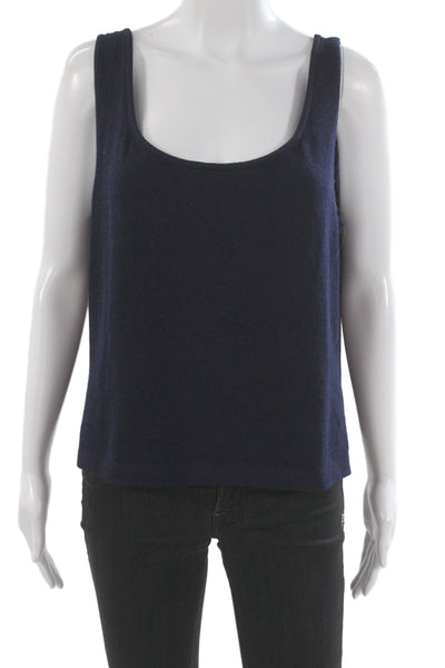 St. John Womens Basic Sleeveless Cotton Tank Dark Blue Round Neck Size L