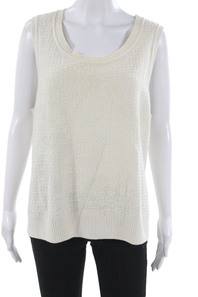 St. John Sport Unisex White Sleeveless Sweater Vest Round Neck Size XL